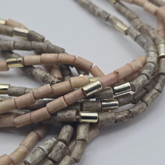 Handmade Multi-Strand Stone and Metal Bead Necklace Southwestern Boho Tribal - Picture 3 of 11